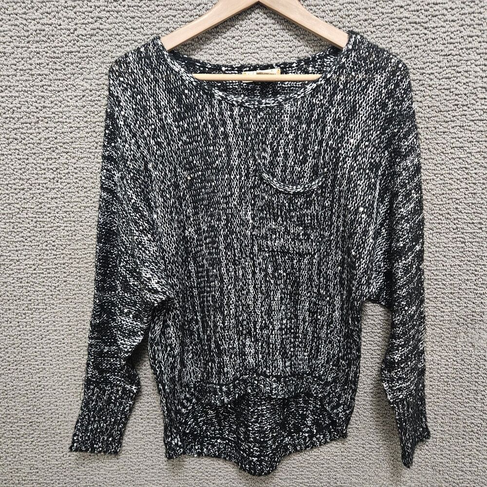 LOVE CHANGE Women’s Black White Knit Long Sleeve Sweater Top Size M